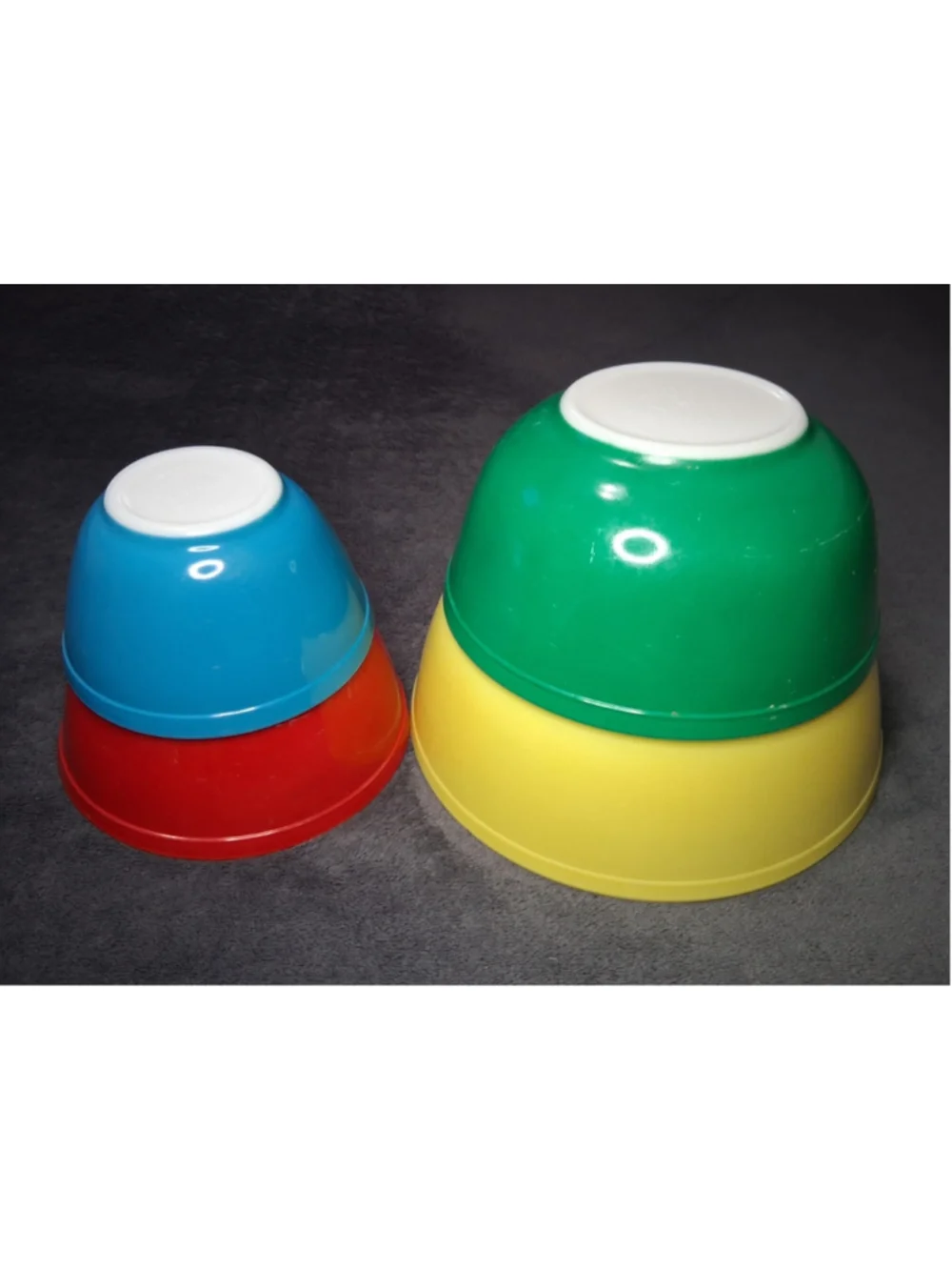 Vintage MCM Pyrex USA Nesting Mixing Bowl Set x4 Primary Colors 401 402 403 404 - Picture 2 of 12